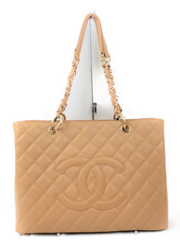 imgrc0073146009 Chanel Vintage Caviar Skin Chain Tote Bag Beige