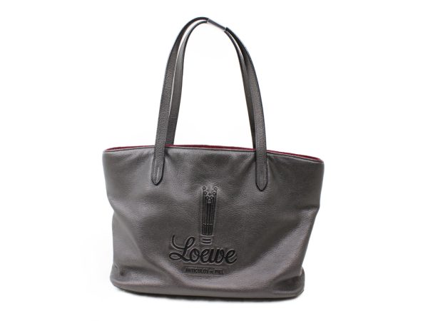 imgrc0073164179 Loew Tote Bag Leather Canvas Gray Red