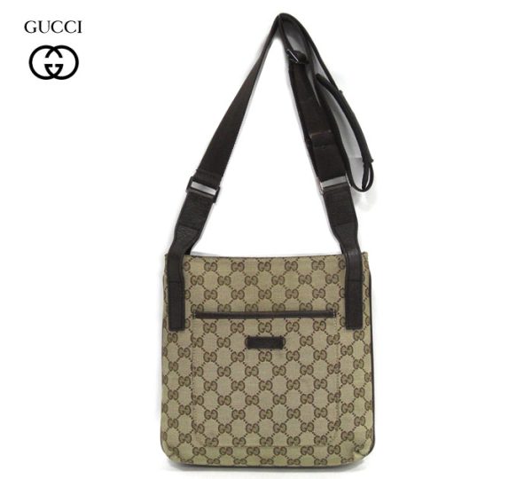 imgrc0073169972 Gucci GG Canvas Leather Crossbody Shoulder Bag Brown