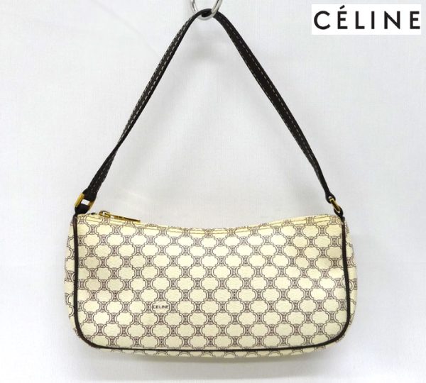 imgrc0073633494 Celine Macadam Pattern Accessory Pouch Handbag White Ivory