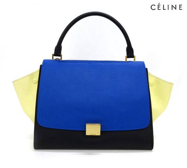 imgrc0074334605 Celine Trapeze 2WAY Leather Handbag Shoulder Bag Blue Yellow Black