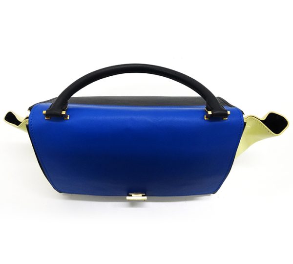 imgrc0074334610 Celine Trapeze 2WAY Leather Handbag Shoulder Bag Blue Yellow Black