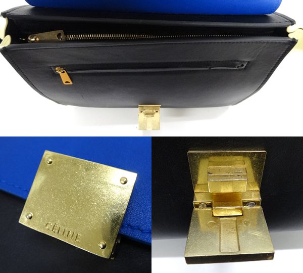 imgrc0074334612 Celine Trapeze 2WAY Leather Handbag Shoulder Bag Blue Yellow Black