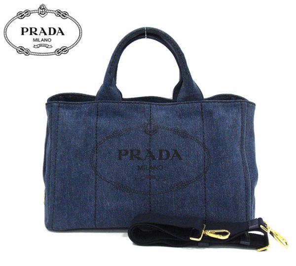 imgrc0074335189 Prada Canapa Denim Tote Handbag Indigo