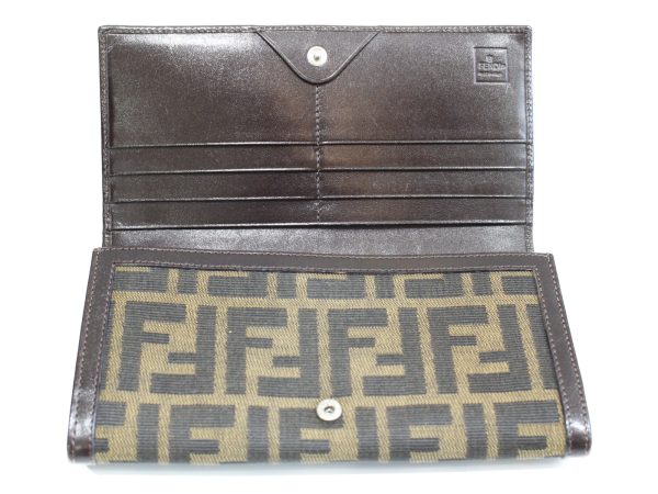 imgrc0075211036 Fendi Zucca Pattern Long Wallet Dark Brown