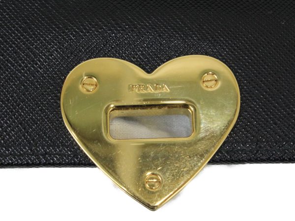 imgrc0075458301 Prada Heart Motif Chain Wallet Black Leather