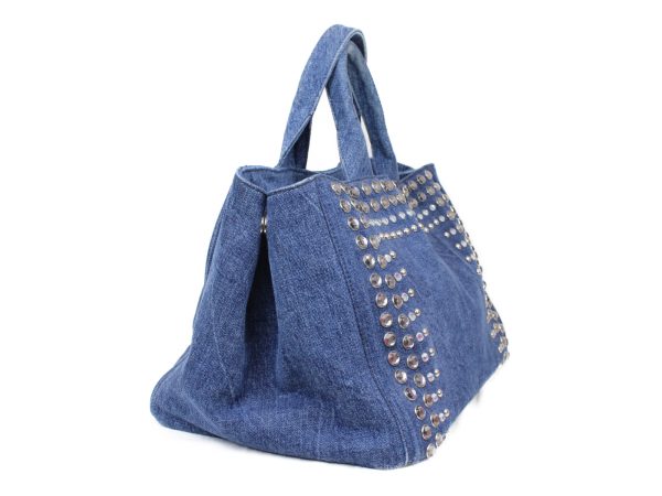 imgrc0075459929 Prada Kanapa Denim Fabric Tote Handbag