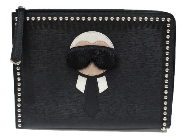 imgrc0075961352 Fendi Clutch Bag Carlito Studs Black Leather