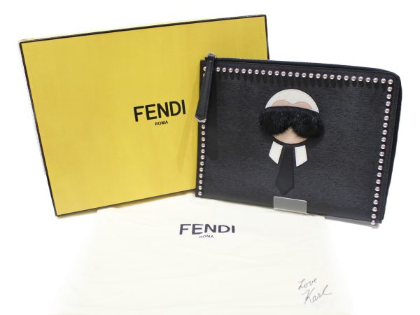 imgrc0075961358 Fendi Clutch Bag Carlito Studs Black Leather