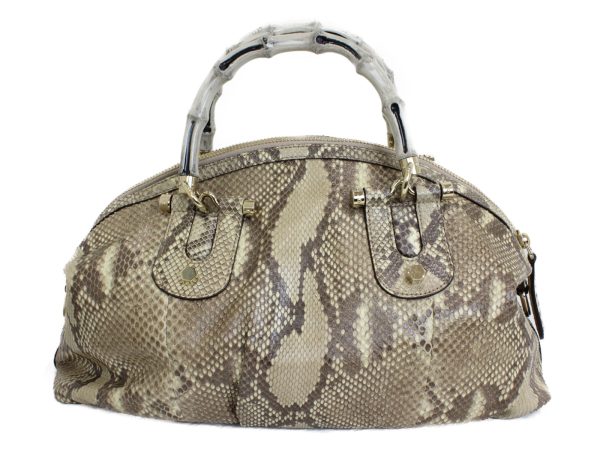 imgrc0076189078 Gucci Bamboo Python Handbag Shoulder Beige