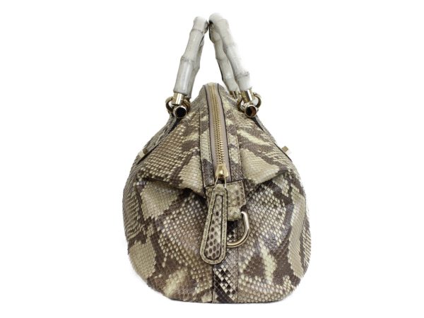 imgrc0076189079 Gucci Bamboo Python Handbag Shoulder Beige