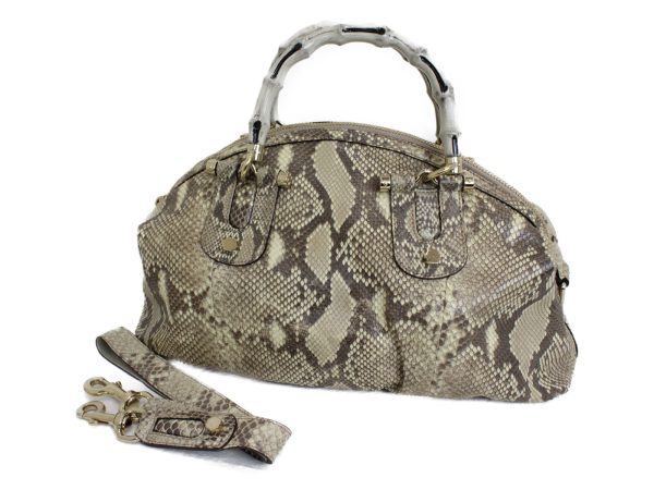 imgrc0076189095 Gucci Bamboo Python Handbag Shoulder Beige