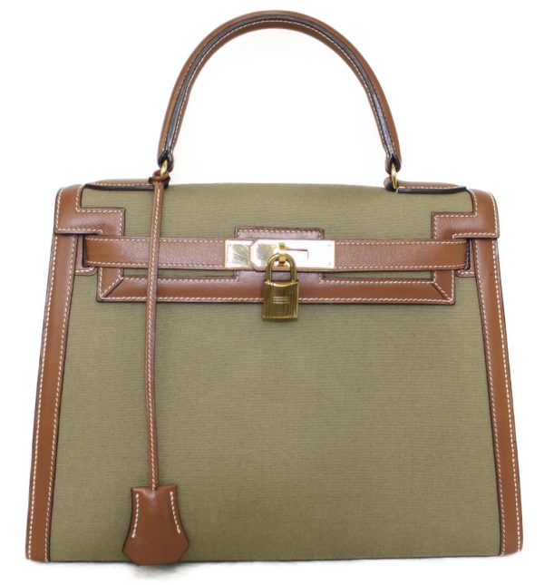 imgrc0076250744 Hermes Kelly 28 Leather Handbag Brown Moss Green