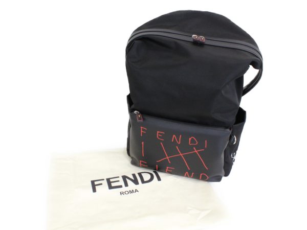 imgrc0076374145 Fendi Bagpack Nylon Leather Rucksack Red Black