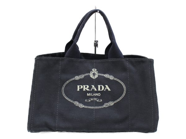 imgrc0076602960 Prada Canapa Handbag Canvas Black Ladies