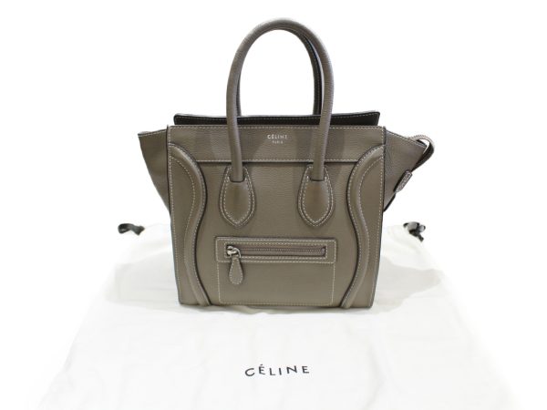 imgrc0076656879 Celine Luggage Micro Shopper Handbag Greige