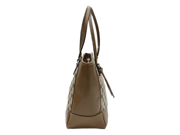 imgrc0076733216 Gucci GG Canvas Tote Leather Handbag Light Brown