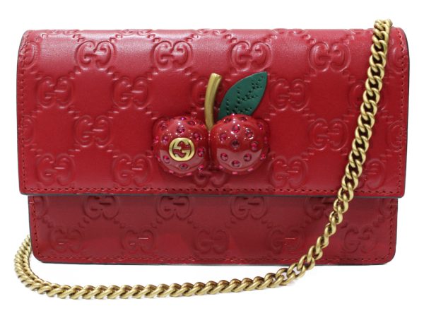 imgrc0078251462 Gucci Chain Shoulder Bag Leather Red Cherry