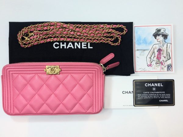 imgrc0079140384 CHANEL Lambskin Boy Chain Bag Leather Pink