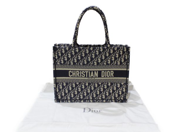 imgrc0079552108 Dior Book Tote Small Canvas Leather Navy