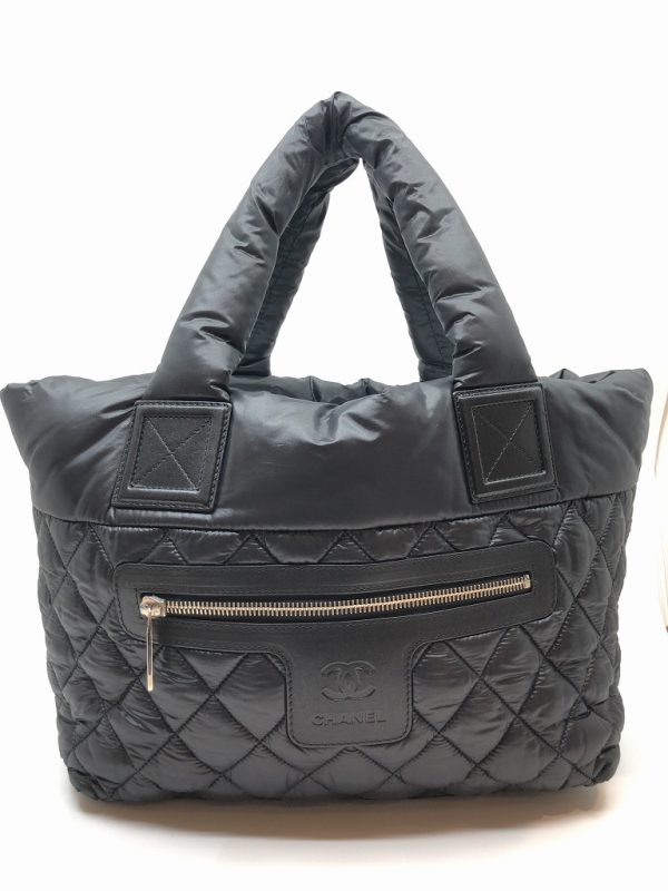 imgrc0079705900 CHANEL Coco Cocoon Tote Bag Nylon Black