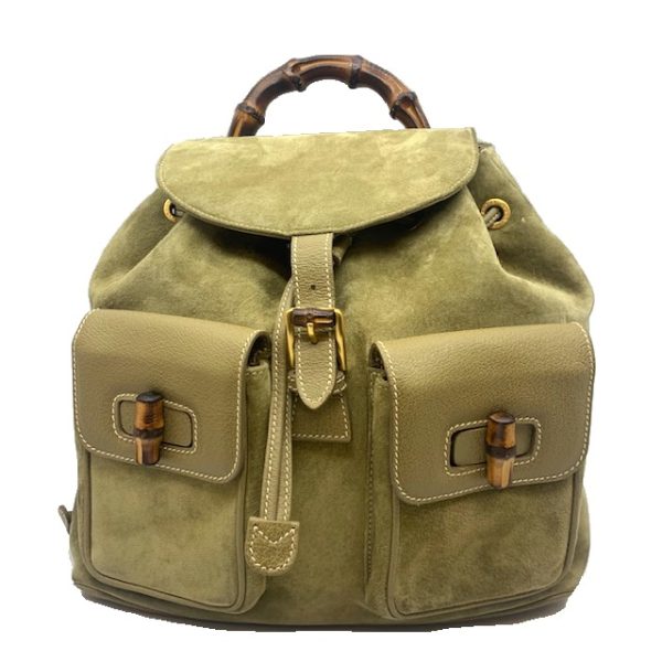 imgrc0079745362 GUCCI Bamboo Backpack Rucksack Cowhide Green