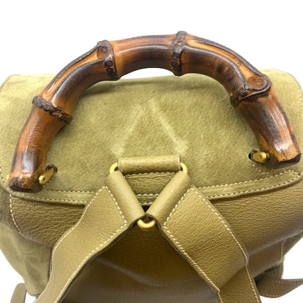 imgrc0079745368 GUCCI Bamboo Backpack Rucksack Cowhide Green