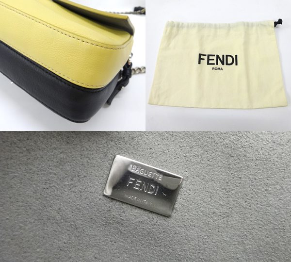 imgrc0079865134 Fendi Double Micro Baguette Monster 2WAY Chain Shoulder Bag Yellow Black