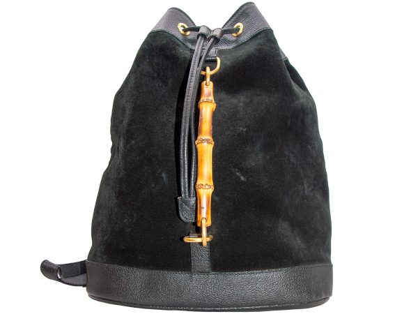 imgrc0079898493 GUCCI Bamboo Suede Backpack Leather Black