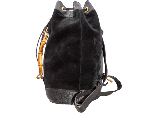 imgrc0079898495 GUCCI Bamboo Suede Backpack Leather Black