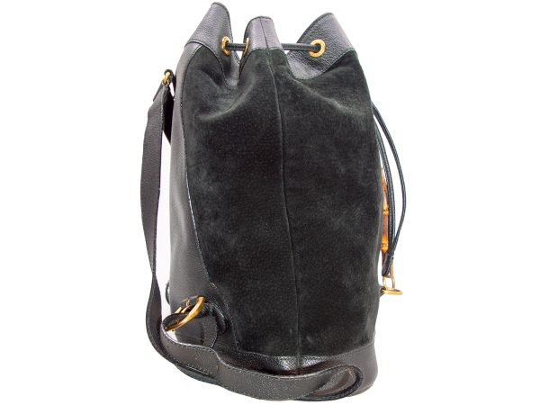 imgrc0079898496 GUCCI Bamboo Suede Backpack Leather Black