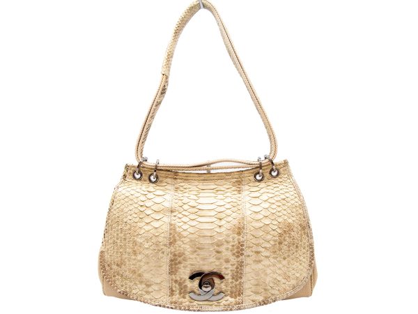 imgrc0080082453 CHANEL Handbag Python Canvas Brown