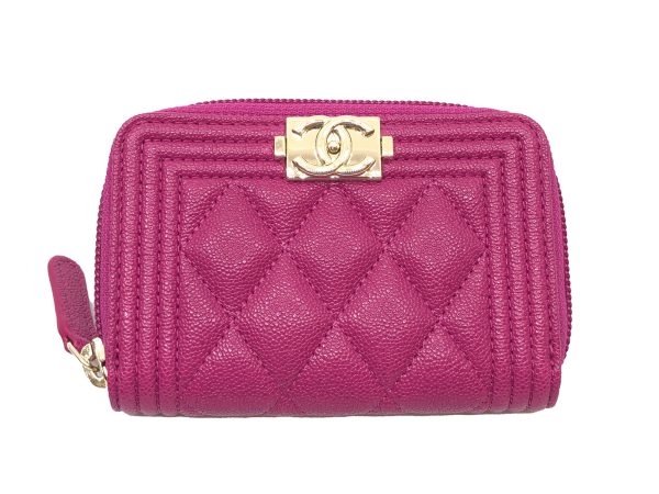 imgrc0080233176 CHANEL Boy Zip Coin Purse Caviar Skin Matelasse Pink