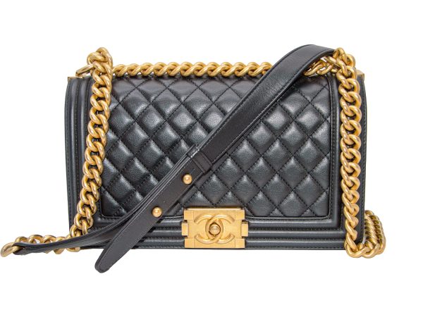 imgrc0080271801 CHANEL Boy Chain Shoulder Bag Calfskin Black