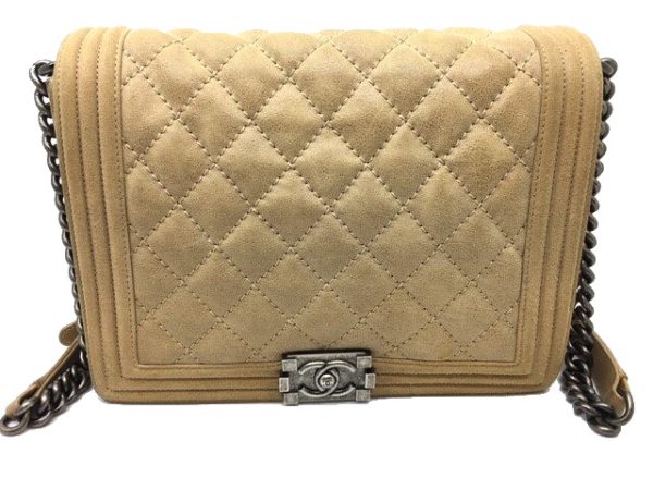 imgrc0080335775 CHANEL Boy Chanel Chain Shoulder Bag Suede Beige