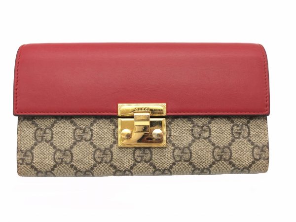 imgrc0080378497 GUCCI Chain Wallet Long Wallet GG Supreme Red