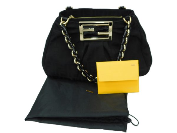 imgrc0080404982 Fendi Mia Chain Zucca Pattern Handbag Bag Black