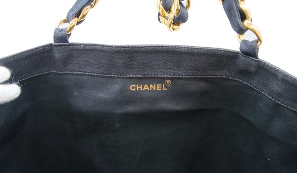 imgrc0080556378 CHANEL Chain Tote Bag Canvas Black