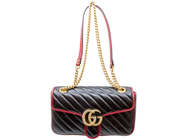 imgrc0080765402 GUCCI Shoulder Bag Leather Black Red