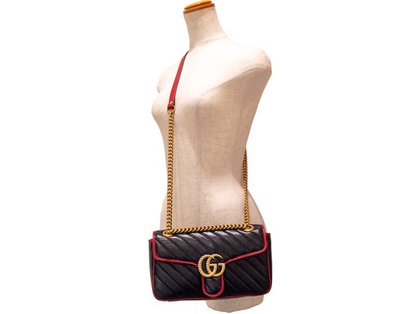 imgrc0080765414 GUCCI Shoulder Bag Leather Black Red