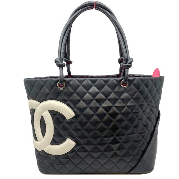 imgrc0080906037 CHANEL Cambon Line Tote Bag Calf Black White