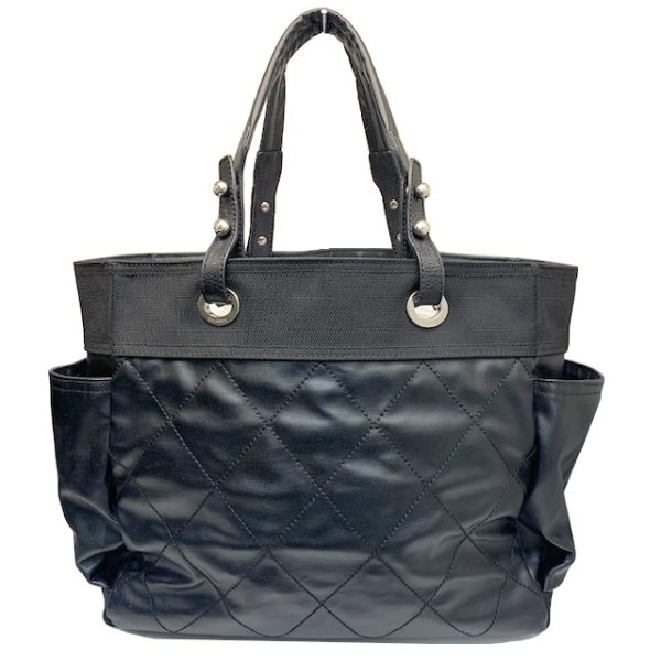 imgrc0081255920 CHANEL Paris Biarritz Tote GM Coated Canvas Black