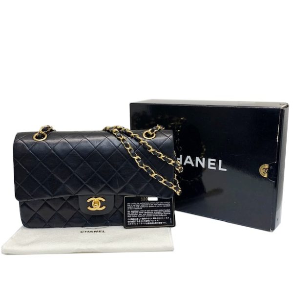 imgrc0081557121 CHANEL Matelasse W Flap Chain Bag Lambskin Black 25cm