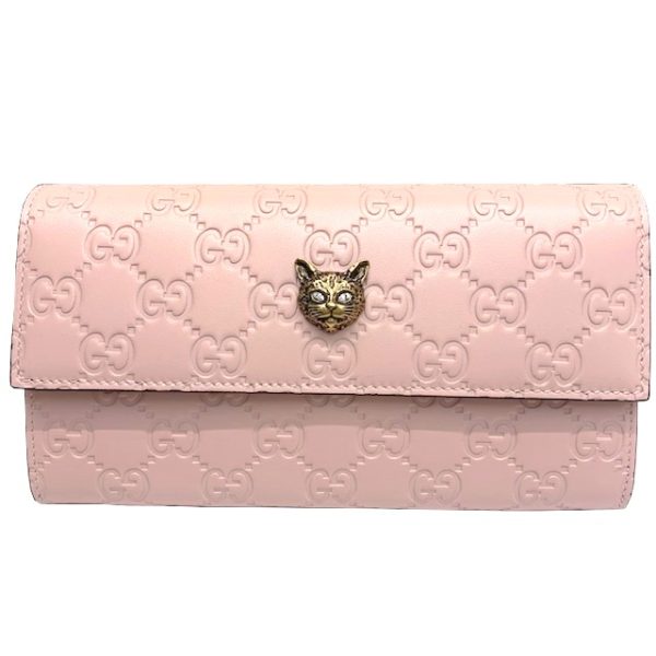 imgrc0081570923 GUCCI Cat Motif Long Wallet Pink