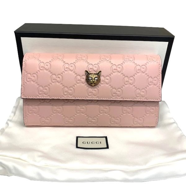 imgrc0081570930 GUCCI Cat Motif Long Wallet Pink