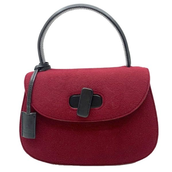 imgrc0081579005 GUCCI 2WAY Shoulder Handbag Wool Felt Wine Red