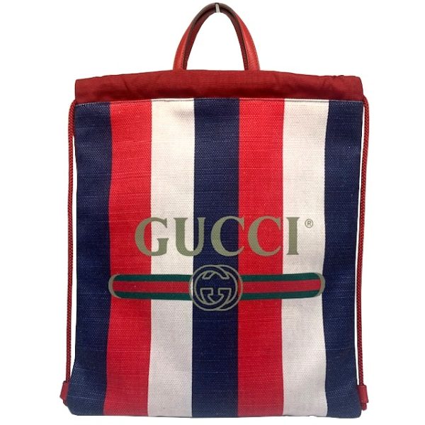 imgrc0081630302 GUCCI Drawstring Striped Canvas Backpack Tricolor