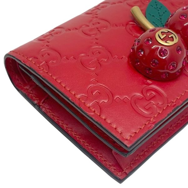 imgrc0081733396 GUCCI Cherry Guccisima Compact Bifold Wallet Red