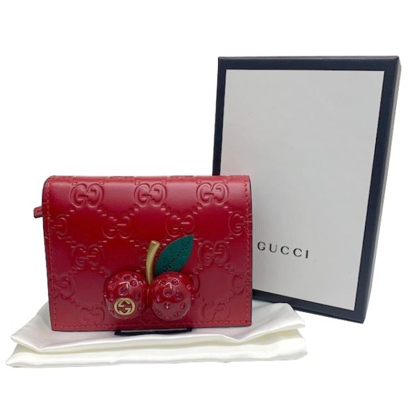 imgrc0081733403 GUCCI Cherry Guccisima Compact Bifold Wallet Red