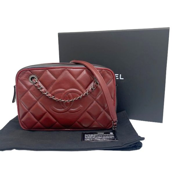 imgrc0082171113 CHANEL Camera Bag Matelasse Coco Mark Red Black